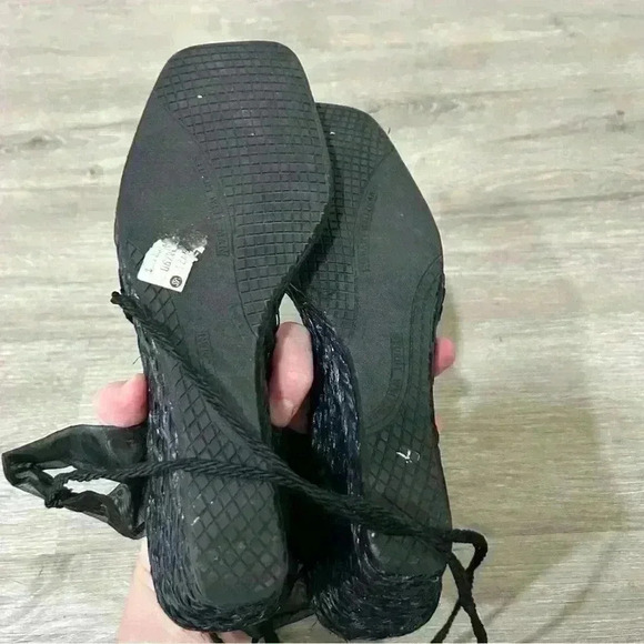 Stuart Weitzman Vintage Black Espadrilles Black Heel Wedges Women’s Size 10 - Picture 8 of 10